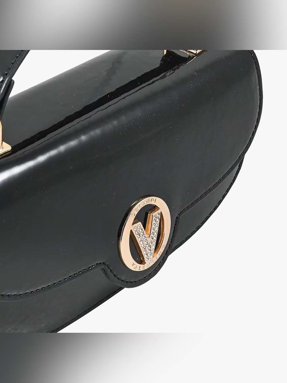 Valentino Orlandi Black Top Handle Patent Vegan Leather Crossbody Bag - Picture 6 of 8
